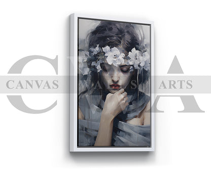 Woman Head Flower Portrait Art Print