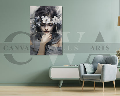 Woman Head Flower Portrait Art Print