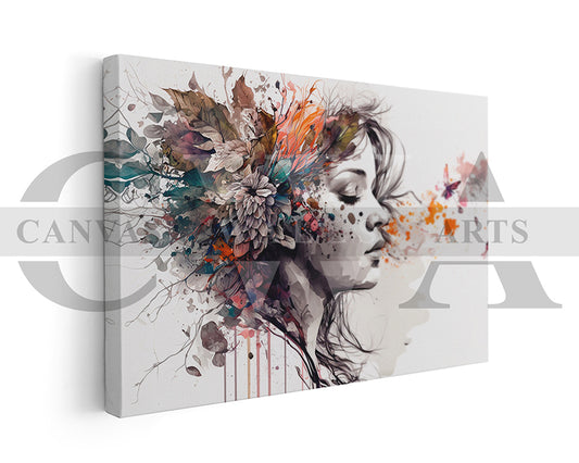 Woman Head Leaf Canvas Print