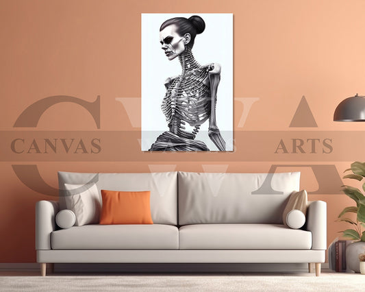 Woman Skeleton Canvas Wall Art