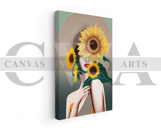 Woman Sunflower Canvas Wall Art
