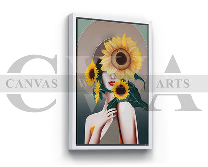 Woman Sunflower Canvas Wall Art
