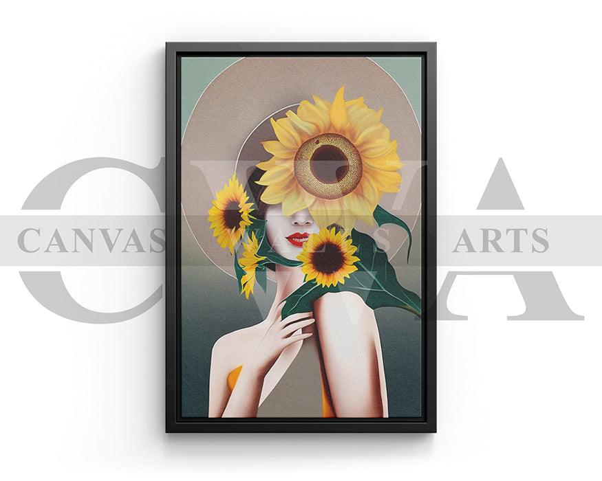 Woman Sunflower Canvas Wall Art