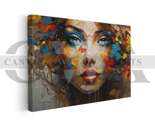 Woman With Butterfly Painting Canvas Print
