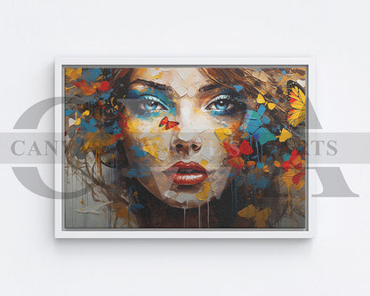 Woman With Butterfly Painting Canvas Print