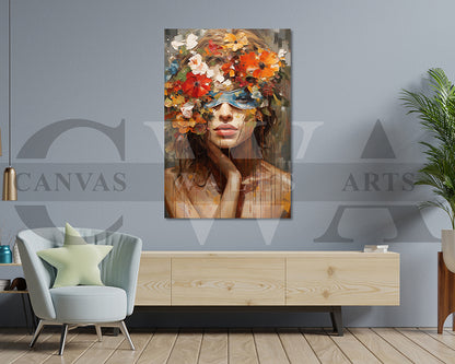 Woman With Butterfly Painting Canvas Prints