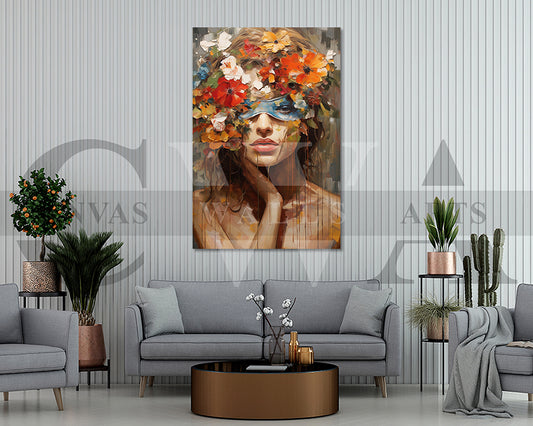 Woman With Butterfly Painting Canvas Prints