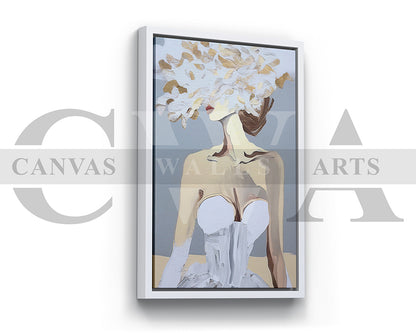 Woman With Floral Painting Canvas Wall Art