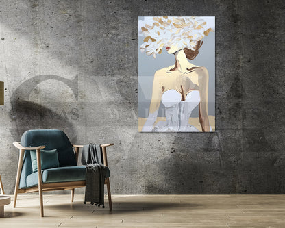 Woman With Floral Painting Canvas Wall Art