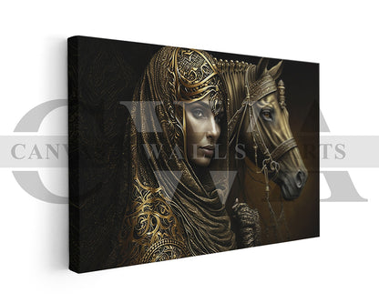Woman With Horse Canvas Wall Art