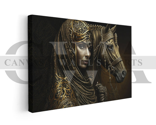 Woman With Horse Canvas Wall Art