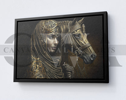 Woman With Horse Canvas Wall Art