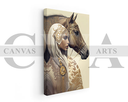 Woman and Horse Canvas Wall Art