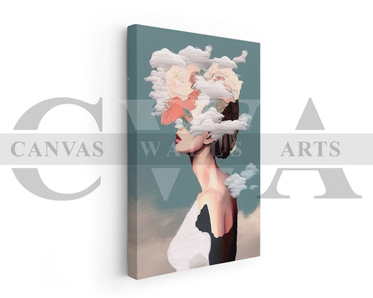 Woman with Floral Headpiece Canvas Wall Art