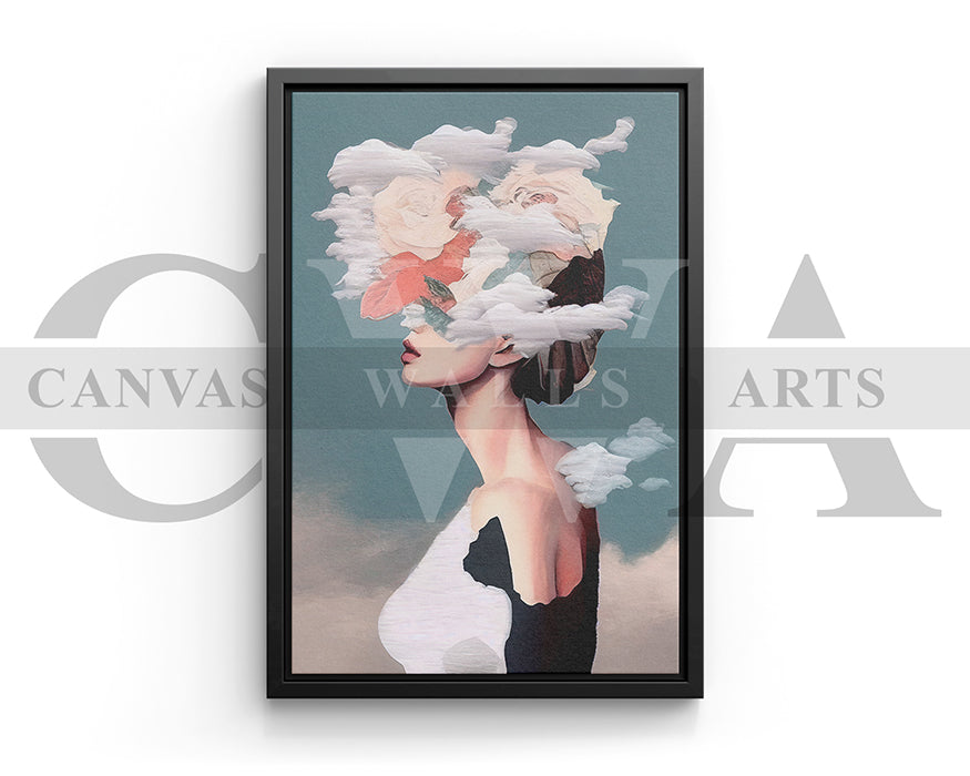 Woman with Floral Headpiece Canvas Wall Art
