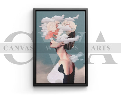 Woman with Floral Headpiece Canvas Wall Art