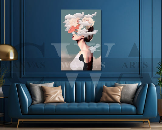 Woman with Floral Headpiece Canvas Wall Art