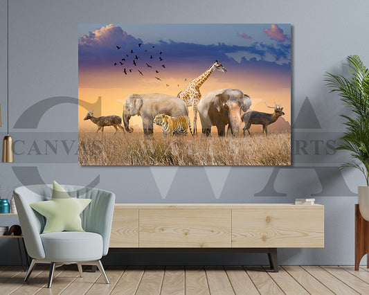 World Wildlife Canvas Wall Art Animal Poster Print