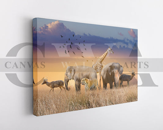 World Wildlife Canvas Wall Art Animal Poster Print