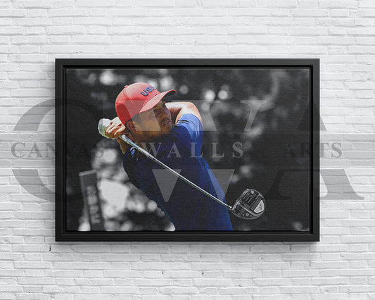Xander Schauffele Black & White Canvas Art Golf Canvas Wall Art