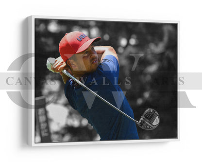 Xander Schauffele Black & White Canvas Art Golf Canvas Wall Art