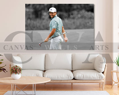 Xander Schauffele Black & White Canvas Art Golf Canvas Wall Art