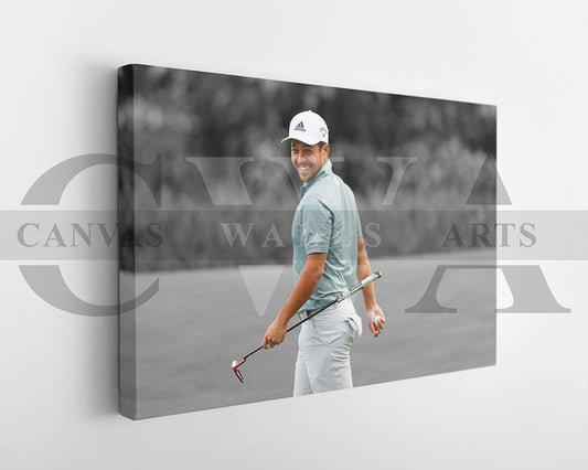 Xander Schauffele Black & White Canvas Art Golf Canvas Wall Art
