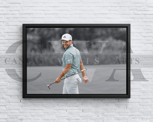 Xander Schauffele Black & White Canvas Art Golf Canvas Wall Art