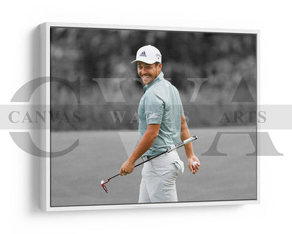 Xander Schauffele Black & White Canvas Art Golf Canvas Wall Art