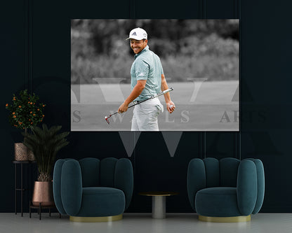 Xander Schauffele Black & White Canvas Art Golf Canvas Wall Art