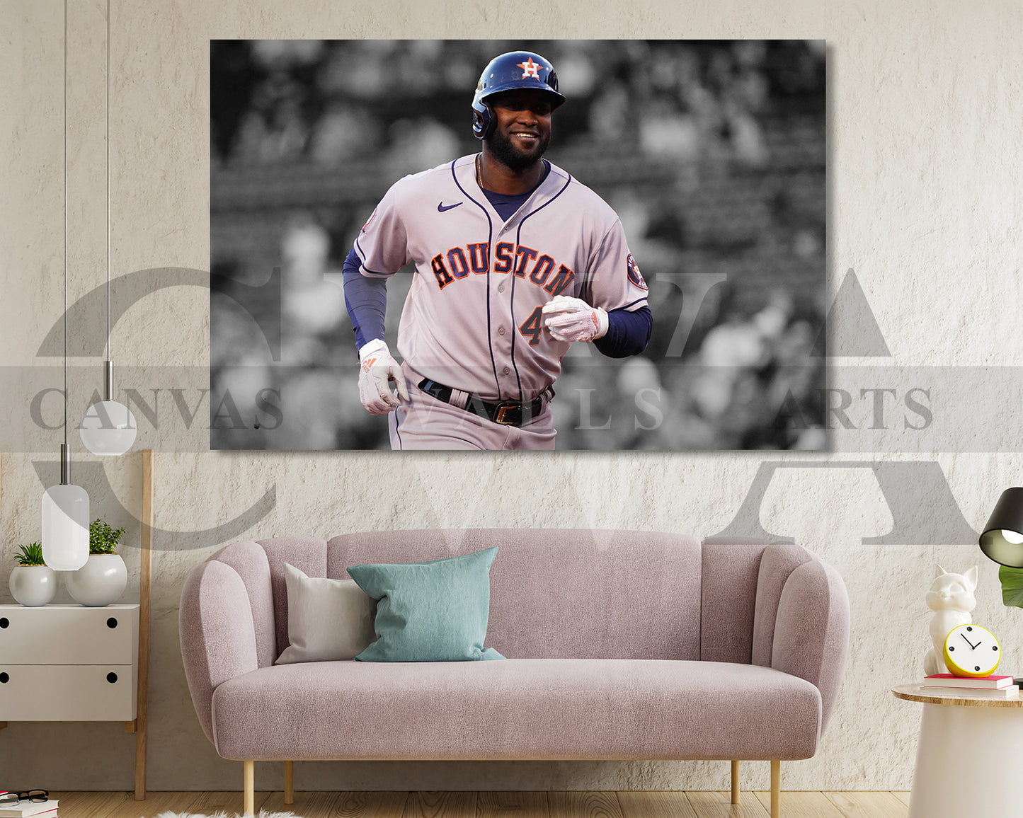 Yordan Alvarez Black & White Canvas Art Baseball Canvas Wall Art
