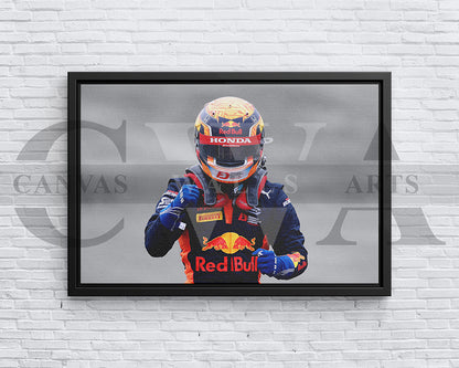 Yuki Tsunoda Black & White Canvas Art F1 Canvas Wall Art