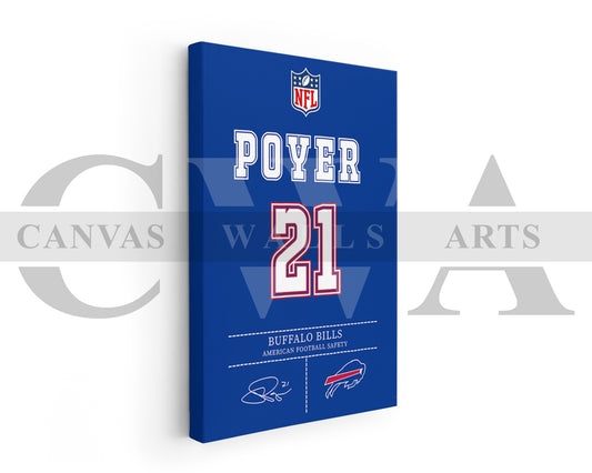 Jordan Poyer Jersey Canvas Wall Art NFL Jersey Poster Print Sports Canvas Wall Art
