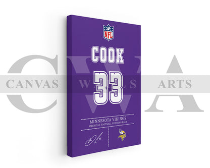 Dalvin Cook Canvas Wall Art - NFL Jersey Poster | Ready to Hang Sports Canvas Print