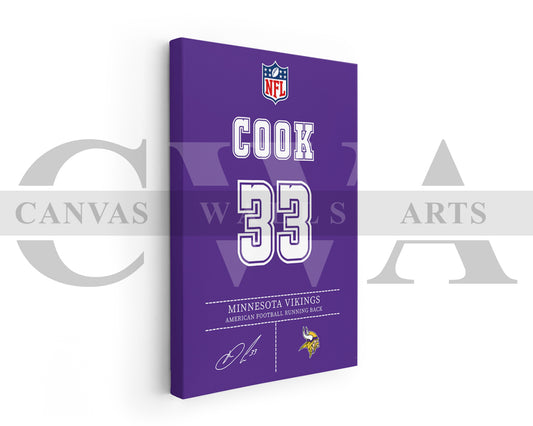 Dalvin Cook Canvas Wall Art - NFL Jersey Poster | Ready to Hang Sports Canvas Print