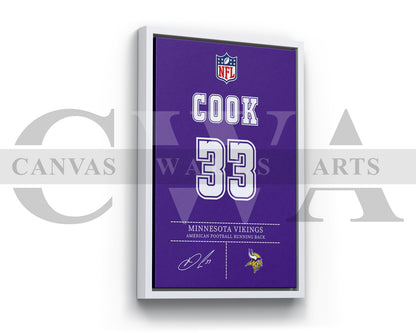 Dalvin Cook Canvas Wall Art - NFL Jersey Poster | Ready to Hang Sports Canvas Print