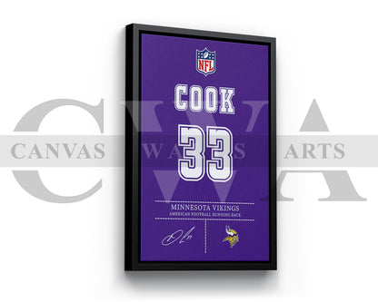 Dalvin Cook Canvas Wall Art - NFL Jersey Poster | Ready to Hang Sports Canvas Print
