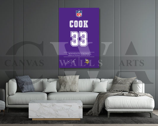 Dalvin Cook Canvas Wall Art - NFL Jersey Poster | Ready to Hang Sports Canvas Print