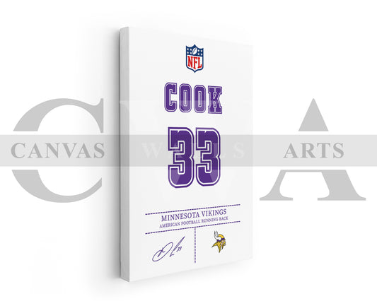 Dalvin Cook Canvas Wall Art - NFL Jersey Poster | Ready to Hang Sports Canvas Print