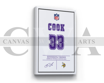 Dalvin Cook Canvas Wall Art - NFL Jersey Poster | Ready to Hang Sports Canvas Print