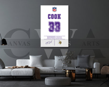Dalvin Cook Canvas Wall Art - NFL Jersey Poster | Ready to Hang Sports Canvas Print