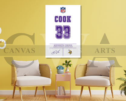 Dalvin Cook Canvas Wall Art - NFL Jersey Poster | Ready to Hang Sports Canvas Print