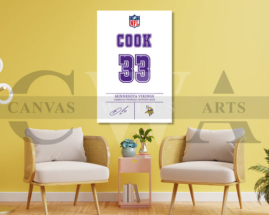 Dalvin Cook Canvas Wall Art - NFL Jersey Poster | Ready to Hang Sports Canvas Print