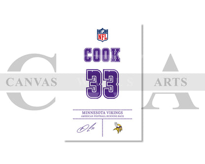 Dalvin Cook Canvas Wall Art - NFL Jersey Poster | Ready to Hang Sports Canvas Print