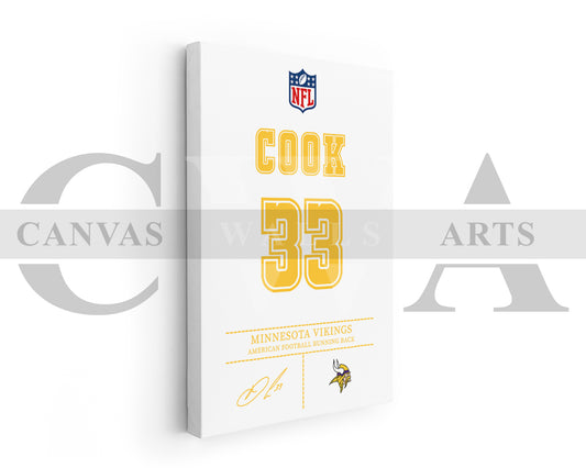 Dalvin Cook Canvas Wall Art - NFL Jersey Poster |  Sports Canvas Print Canvas Frame Ready to Hang