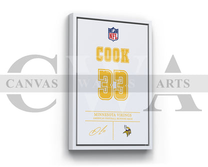 Dalvin Cook Canvas Wall Art - NFL Jersey Poster |  Sports Canvas Print Canvas Frame Ready to Hang