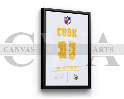 Dalvin Cook Canvas Wall Art - NFL Jersey Poster |  Sports Canvas Print Canvas Frame Ready to Hang