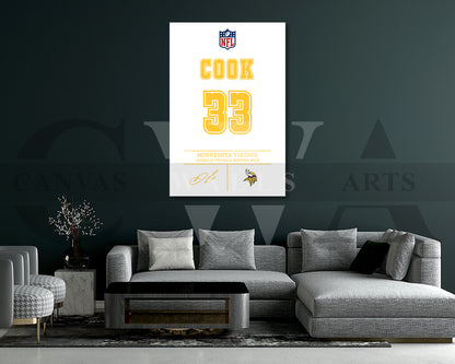 Dalvin Cook Canvas Wall Art - NFL Jersey Poster |  Sports Canvas Print Canvas Frame Ready to Hang