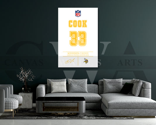 Dalvin Cook Canvas Wall Art - NFL Jersey Poster |  Sports Canvas Print Canvas Frame Ready to Hang