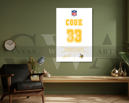 Dalvin Cook Canvas Wall Art - NFL Jersey Poster |  Sports Canvas Print Canvas Frame Ready to Hang